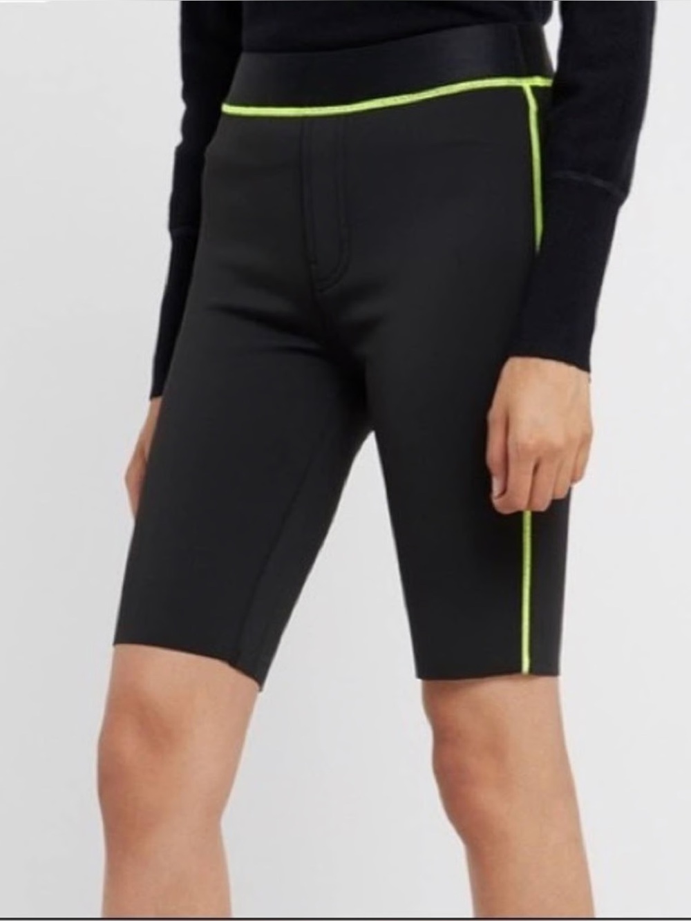 J Brand Dellah Neoprene Biker Shorts black with Neon Size 26